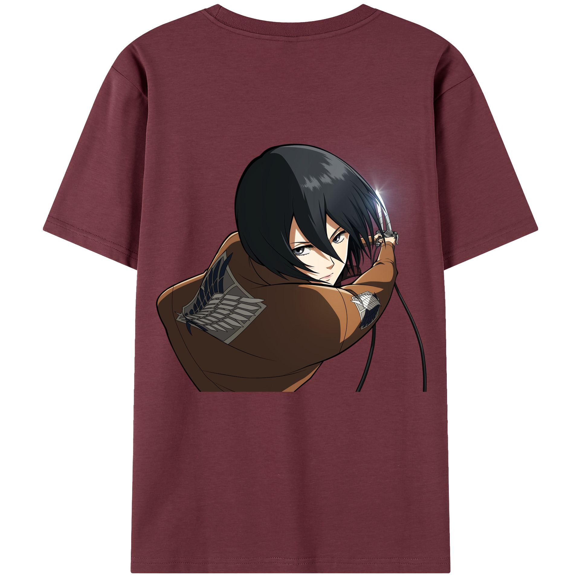 （画像用） 進撃の巨人 ミカサ·アッカーマン Attack on Titan Mikasa Ackerman 綿100％半袖Tシャツ（背面プリント）